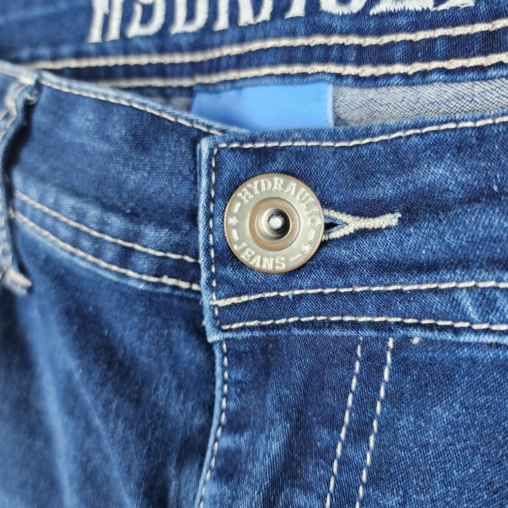 Hydraulic Bermuda Shorts Womens 8 Blue Denim Patriotic Wing Sequin 4th‎ of July - Picture 4 of 8